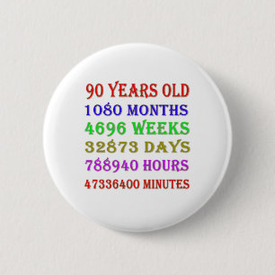90th Birthday Milestones 6 Cm Round Badge