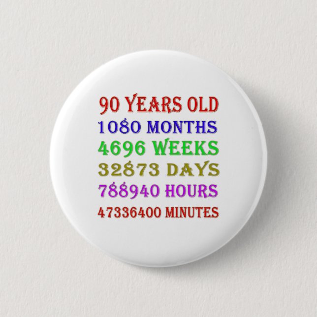 90th Birthday Milestones 6 Cm Round Badge (Front)