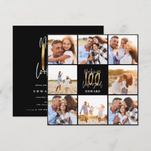 90th birthday modern black and gold photo collage