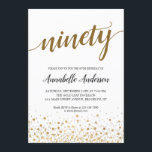 90th Birthday Modern Gold Confetti Dots Script Invitation<br><div class="desc">Modern Gold Confetti Dots Script 90th Birthday Invitation
The design features 'ninety' in a modern elegant script and gold confetti dots accent.
If you would like to customise the text 'ninety' to another age,  feel free to email us at panggadesigns@gmail.com.</div>
