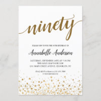 90th Birthday Modern Gold Confetti Dots Script