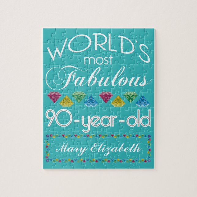 90th Birthday Most Fabulous Colourful Gem Jigsaw Puzzle (Vertical)