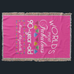 90th Birthday Most Fabulous Colourful Gems Pink Throw Blanket<br><div class="desc">Celebrate the milestone birthday of your favourite senior citizen with this fun gift reminding them of how fabulous they are. White and grey lettering on deep pink background. Colourful diamond-cut gems in rainbow tones serve as accent. Customise with names, initials or other text. This series is in increments of 5...</div>