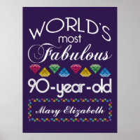 90th Birthday Most Fabulous Colourful Gems Purple