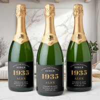 90th Birthday Name 1935 Black Gold Elegant Chic