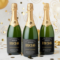 90th Birthday Name 1936 Black Gold Elegant Chic
