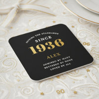 90th Birthday Name 1936 Year Black Gold Custom