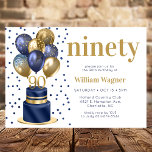 90th Birthday Navy Blue Balloon Cake Invitation<br><div class="desc">This fabulous men's 90th birthday navy blue cake invitation featuring a 2-layer navy blue and gold cake with navy blue and gold balloons and the number 90 in gold would be perfect for celebrating your husband, brother, dad, friend, uncle, grandfather, great grandfather. It is traditional and classic while being fresh,...</div>