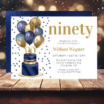 90th Birthday Navy Blue Balloon Cake Invitation<br><div class="desc">This fabulous men's 90th birthday navy blue cake invitation featuring a 2-layer navy blue and gold cake with navy blue and gold balloons and the number 90 in gold would be perfect for celebrating your husband, brother, dad, friend, uncle, grandfather, great grandfather. It is traditional and classic while being fresh,...</div>