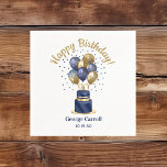 90th Birthday Navy Blue Balloon Cake Napkin<br><div class="desc">These fabulous men's 90th birthday party paper luncheon cocktail featuring a 2-layer navy blue and gold cake with navy blue and gold balloons, the number 90 in gold would be perfect for celebrating your loved one turning 90. They're traditional and classic while being fresh, modern and contemporary. They'll look fabulous...</div>