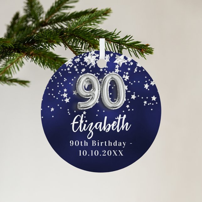 90th birthday navy blue silver stars metal tree decoration (Creator Uploaded)