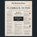 90th Birthday Newspaper 1935 Sepia<br><div class="desc">Take a fun journey back to 1935 with this sepia toned newspaper birthday keepsake. Designed to look like a vintage newspaper, it’s a standout gift or unique party decoration that captures the spirit of the times. Featuring major world events, and pop culture highlights - like the year’s biggest movies, music,...</div>