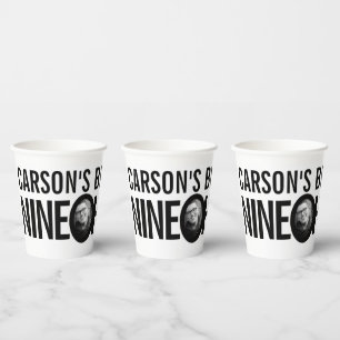 90th Birthday nine oh custom photo black white Paper Cups
