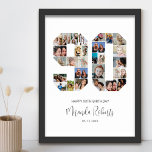 90th Birthday Number 90 Custom Photo Collage Poste Poster<br><div class="desc">Celebrate 90th birthday with this personalised number 90 photo collage poster. This customisable gift is also perfect for wedding anniversary. It's a great way to display precious memories from your wedding and married life. The poster features a collage of photos capturing those special moments, and it can be customised with...</div>