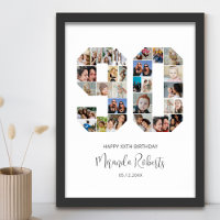 90th Birthday Number 90 Custom Photo Collage Poste