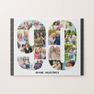 90th Birthday Number 90 Custom Photo Jigsaw Puzzle