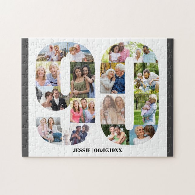 90th Birthday Number 90 Custom Photo Jigsaw Puzzle (Horizontal)