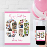 90th Birthday Number 90 Photo Collage Big Custom Card<br><div class="desc">Create your own 90th Birthday Card with a unique photo collage. This big birthday card has a big number 90 cutout filled with your favourite family photos and it can be personalised for grandma, nana or with a name. The template is set up for you to edit the messages inside...</div>