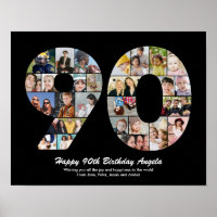 90th Birthday Number 90 Photo Collage Gift