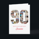 90th Birthday Number 90 Photo Collage Personalised Card<br><div class="desc">Celebrate momentous 90th Birthday with this cute card. It's a personalised photo collage birthday card that allows you to create a truly unique and memorable design. This customisable template lets you insert your own cherished photos, capturing the precious moments throughout the year. This custom card is perfect for commemorating your...</div>