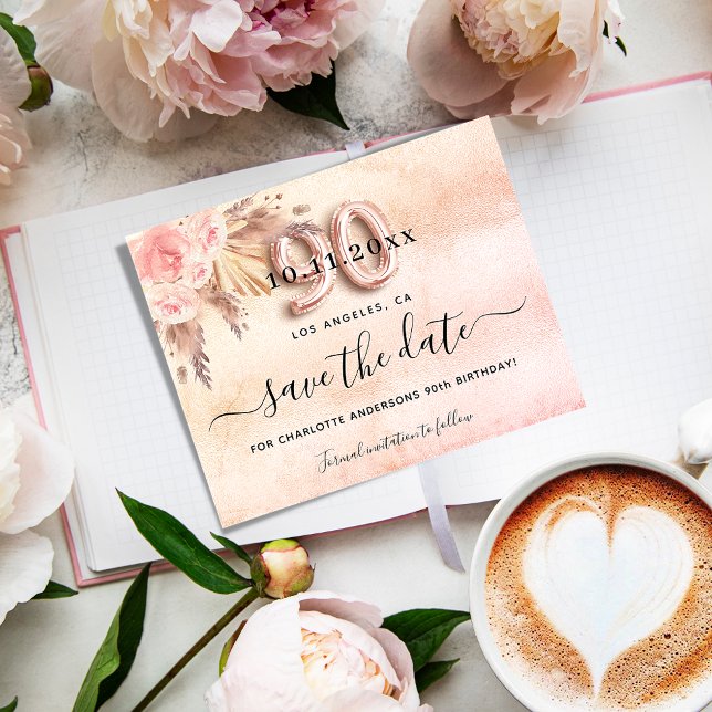 90th birthday pampas rose save the date budget flyer (Creator Uploaded)