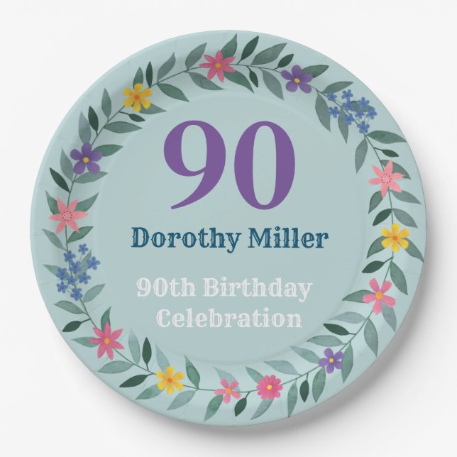 90th Birthday Paper Plates (Front)