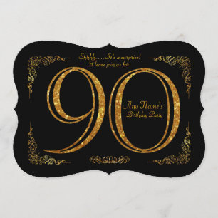 90th,Birthday party 90th,great Gatsby,black & gold Invitation
