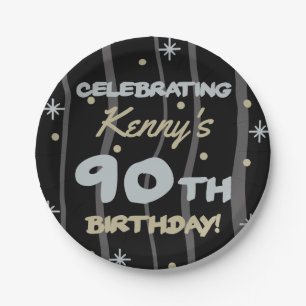 90th Birthday Party Add Your Name Paper Plate