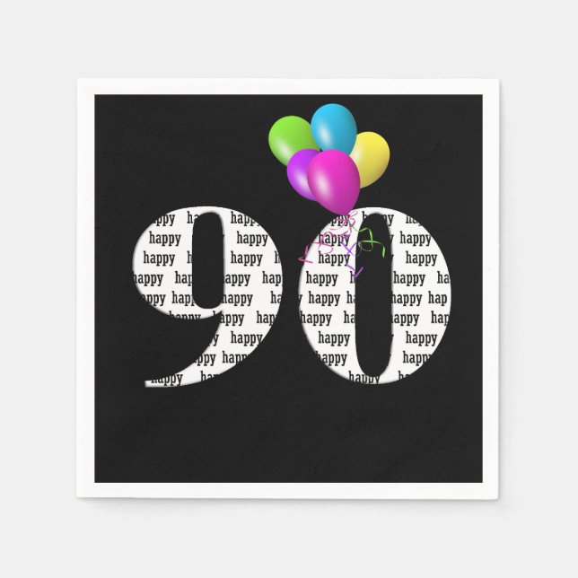 90th birthday party balloons napkin (Front)