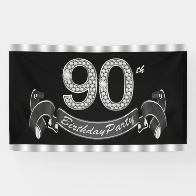 90th Birthday Party Banner (Horizontal)