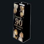 90th Birthday Party Black and Gold Balloons Wine Gift Bag<br><div class="desc">90th Birthday Party Black and Gold Balloons and Confetti Gift Bag. For further customisation,  please click the "Customise it" button and use our design tool to modify this template.</div>