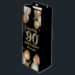 90th Birthday Party Black and Gold Balloons Wine Gift Bag<br><div class="desc">90th Birthday Party Black and Gold Balloons and Confetti Gift Bag. For further customisation,  please click the "Customise it" button and use our design tool to modify this template.</div>