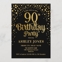 90th Birthday Party - Black & Gold