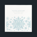 90th Birthday Party Blue White Snowflake Winter Napkin<br><div class="desc">Very elegant blue watercolor snowflakes create a pretty border along the bottom of this birthday custom napkin. Modern and minimalist design has an open and airy feel. The contemporary aesthetic will appeal to people of all ages.</div>