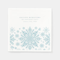 90th Birthday Party Blue White Snowflake Winter