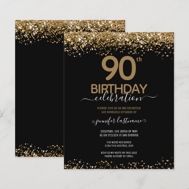 90th Birthday Party Budget Invitation (Front/Back)