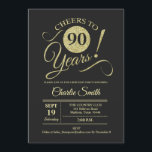 90th Birthday Party - Chalkboard Gold Invitation<br><div class="desc">90th Birthday Party Invitation in faux glitter gold and chalkboard black pattern. Simple modern design,  perfect for an elegant party. Cheers to 90 years! Can be personalized into any age!
Please message me if you need further customization.</div>