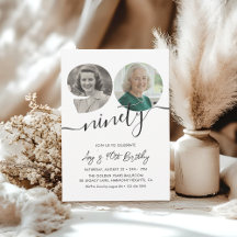 90th Birthday Party Elegant 2 Photo Birthday