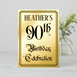 90th Birthday Party — Elegant Script + Custom Name