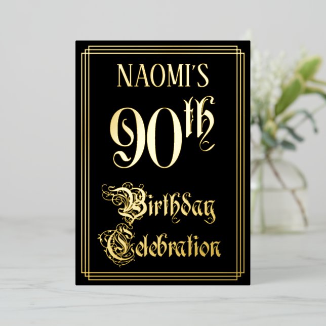 90th Birthday Party — Fancy Script & Custom Name (Standing Front)