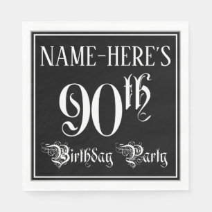 90th Birthday Party — Fancy Script + Custom Name Napkin
