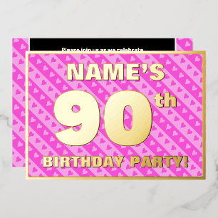 90th Birthday Party — Fun Pink Hearts and Stripes