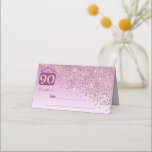 90th Birthday Party Glam  Rose Gold Glitter Place Card<br><div class="desc">90th Birthday Party Glam Rose Gold Glitter is a chic Birthday Place Card for her. Customising the template is easy and help you to make your own truly personal Birthday Place Card. It features sparkling Falling Rose Gold Glitter on Rose Gold gradient with Shiny Stars. The big Gold and Rose...</div>