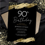 90th Birthday Party Gold Black Invitation<br><div class="desc">Elegant Faux gold foil paint splatters design. All text is adjustable and easy to change for your own party needs. Great elegant 90th birthday template design.</div>