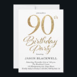 90th Birthday Party Gold Invitation<br><div class="desc">90th birthday party invitation</div>