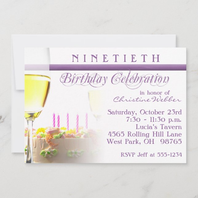 90th Birthday Party Invitation (Front)
