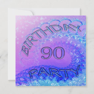 90th Birthday party invitation, Abstract and bubb Invitation