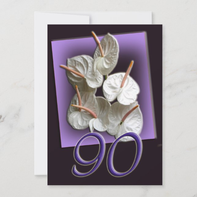 90th Birthday Party Invitation - Antheriums (Front)