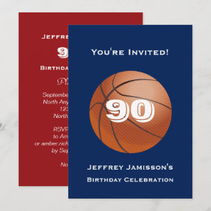 90th Birthday Party Invitation Basketball