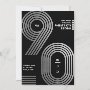 90th Birthday Party Invitation Modern Geometric